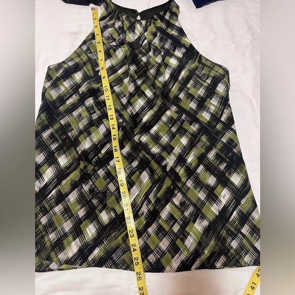 LEONA Green and Black grid print sleeveless halter tank top size S - Picture 10 of 12
